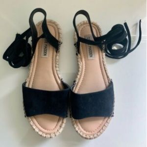 Steve Madden Women Tie-Up Black Espadrille Sandal